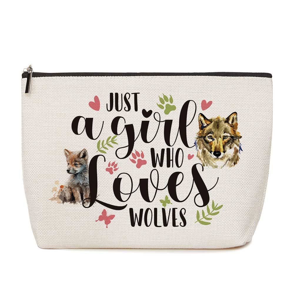 Wolf Gifts Just A Girl Who Loves Wolves Makeup Bag Wolf Lovers Gift Wolf Decor🐯
